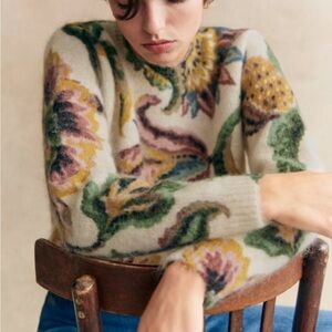 Sezane Floral Knit Sweater
